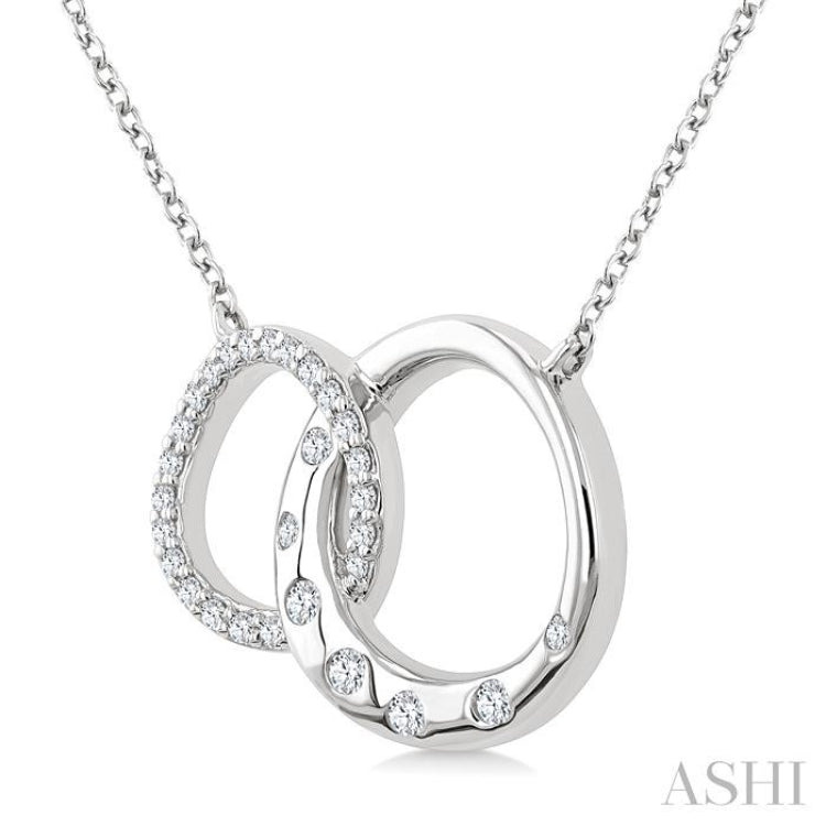 1/6 Ctw Round Cut Diamond Interlocked Circles Mosaic Fashion Pendant With Chain in 10K White Gold