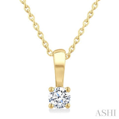 1/6 Ctw Prong Set Round Cut Diamond Solitaire Pendant With Chain in 14K Yellow Gold