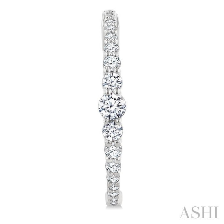 1 1/2 Ctw Graduated Round Cut Diamond Riviera Hoop Earrings in 14K White Gold