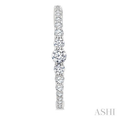 1 1/2 Ctw Graduated Round Cut Diamond Riviera Hoop Earrings in 14K White Gold
