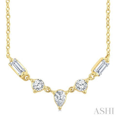 1/3 Ctw Mixed Cut Diamond Fashion Necklace in 14K Yellow Gold
