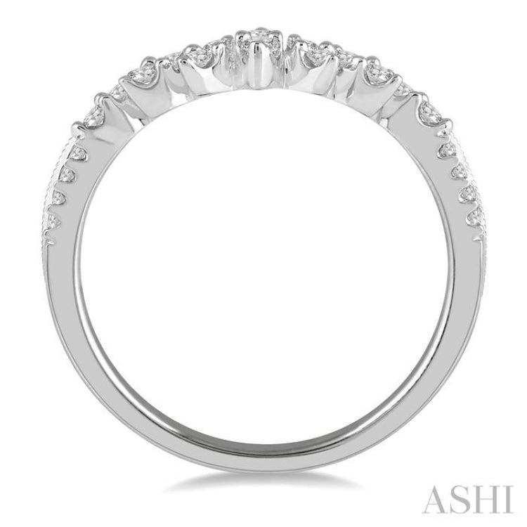 1/4 Ctw Marquise Garland Round Cut Diamond Wedding Band in 14K White Gold