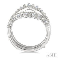 1 Ctw Tiara-Shaped Graduated Baguette and Round Cut Diamond Insert Ring in 14K White Gold