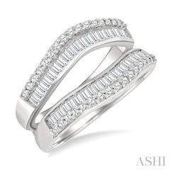 1 1/10 Ctw Baguette and Round Cut Diamond Insert Ring in 14K White Gold