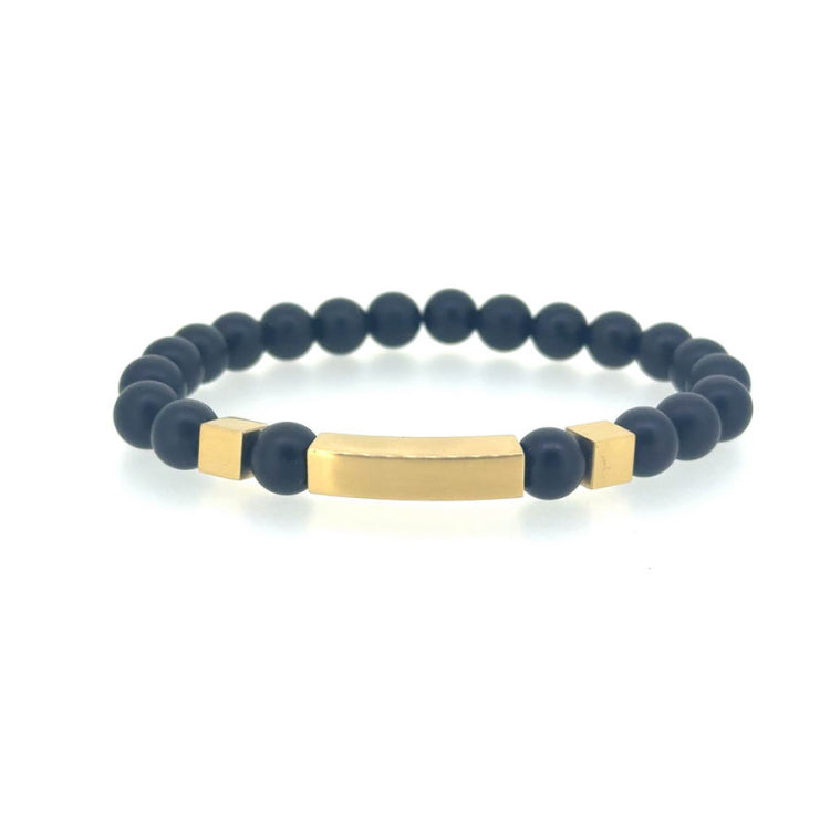Black Beaded Bracelet with Gold Accents