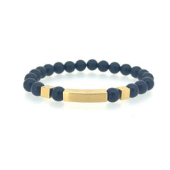 Black Beaded Bracelet with Gold Accents