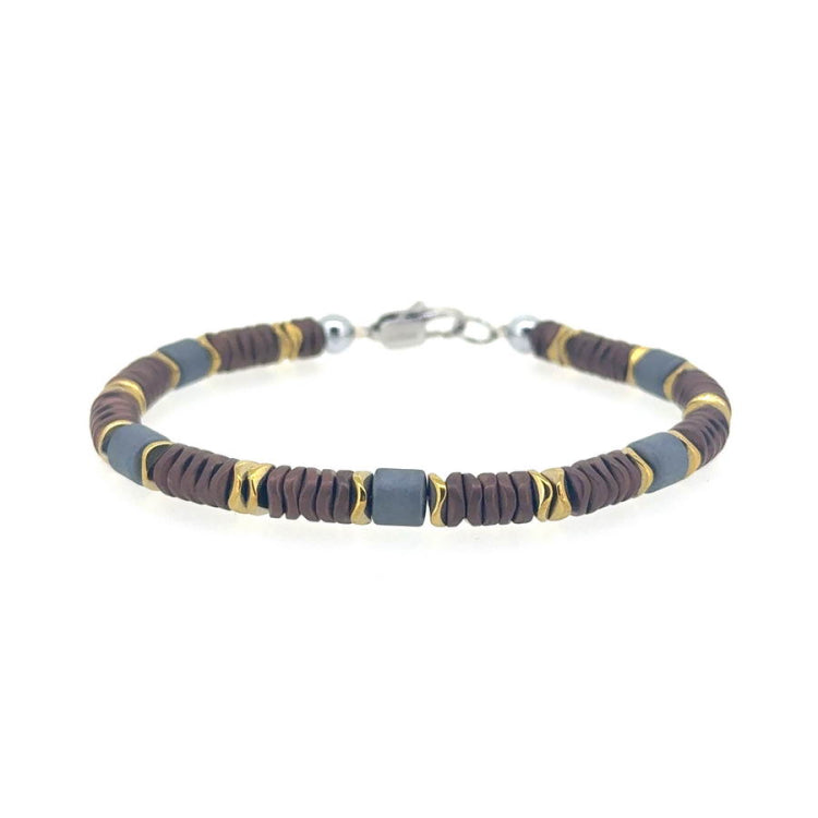 Brown and Gold Beaded Bracelet