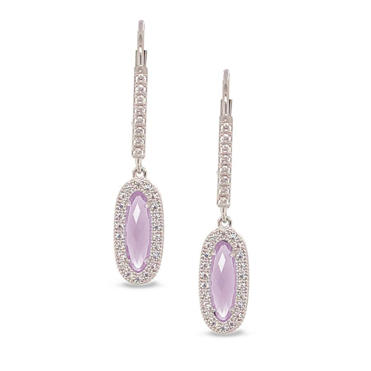 Oblong Simulated Amethyst Drop Earrings