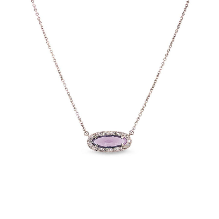 Oblong Simulated Amethyst Necklace