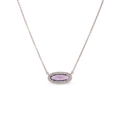 Oblong Simulated Amethyst Necklace