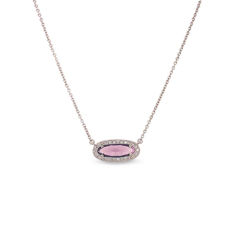 Oblong Simulated Pink Necklace