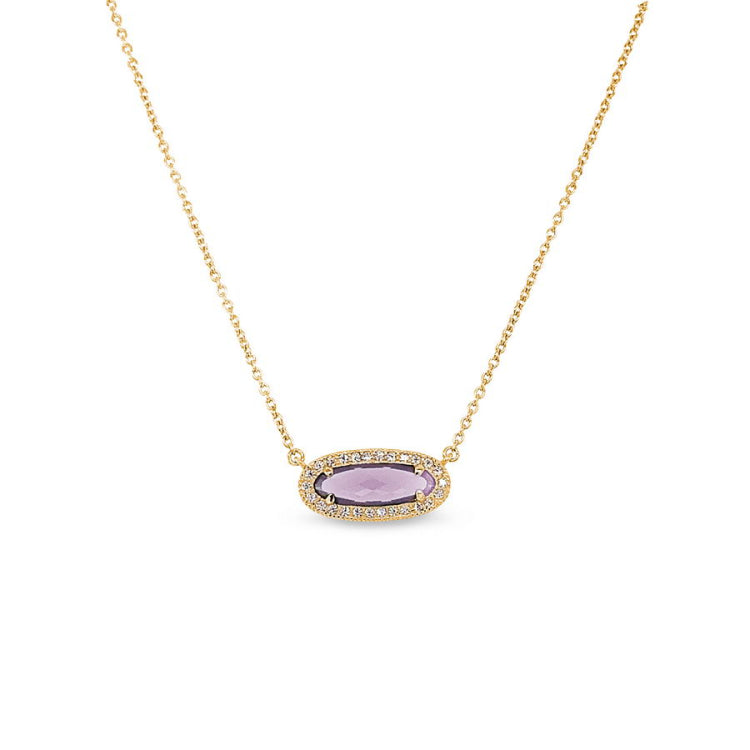Oblong Simulated Amethyst Necklace