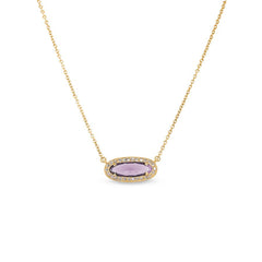 Oblong Simulated Amethyst Necklace