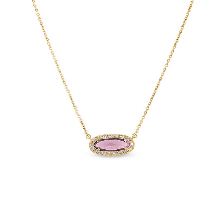 Oblong Simulated Pink Necklace