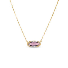Oblong Simulated Pink Necklace