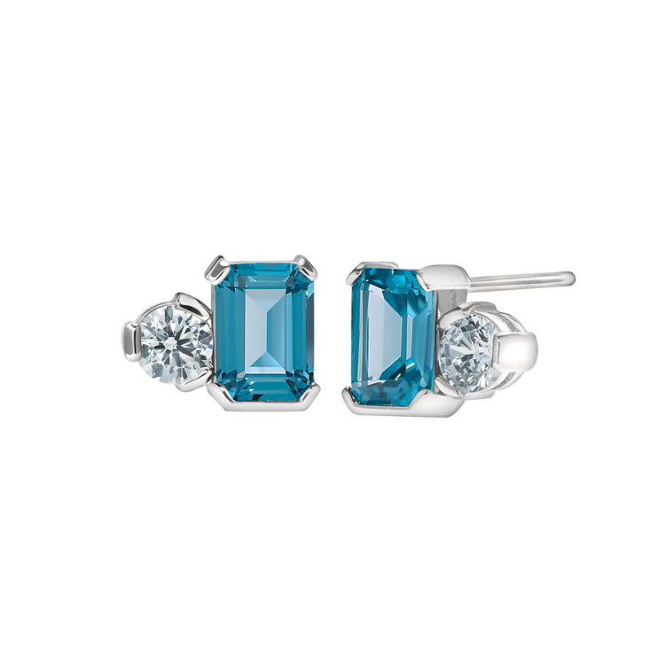 December Emerald Cut Birthstone Earrings