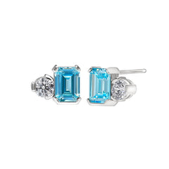 March Emerald Cut Birthstone Earrings