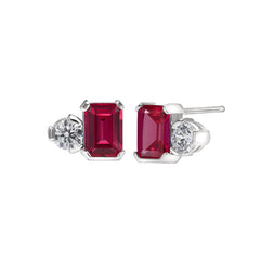 July Emerald Cut Birthstone Earrings