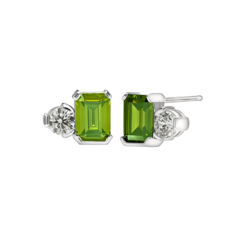 August Emerald Cut Birthstone Earrings