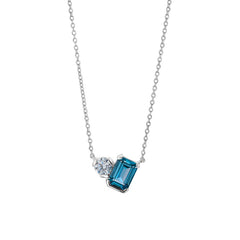 December Emerald Cut Birthstone Necklace