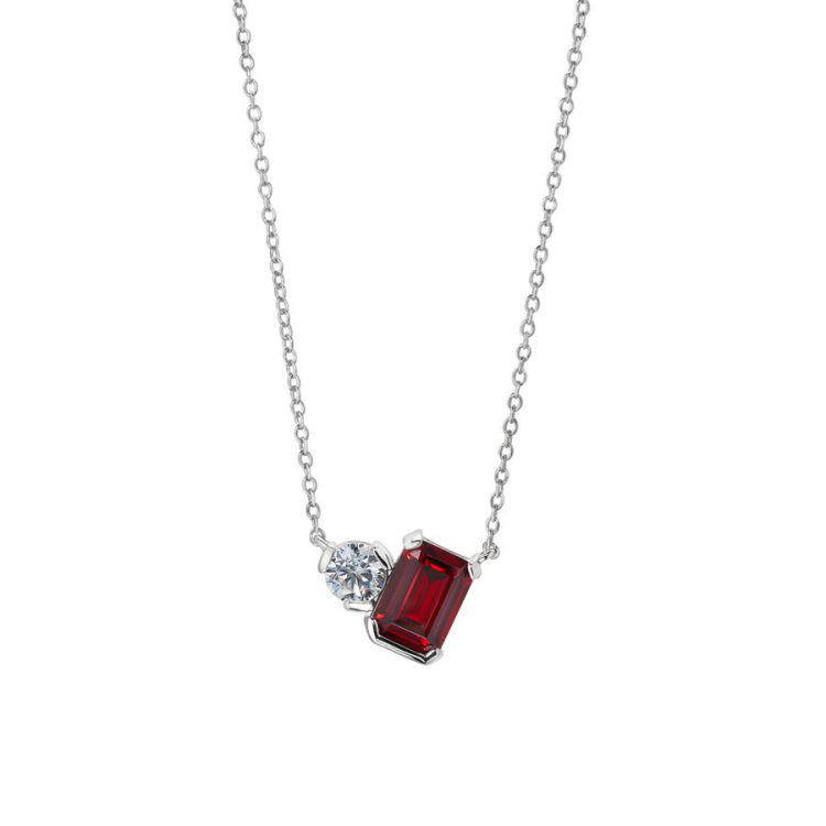 January Emerald Cut Birthstone Necklace