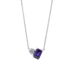 February Emerald Cut Birthstone Necklace