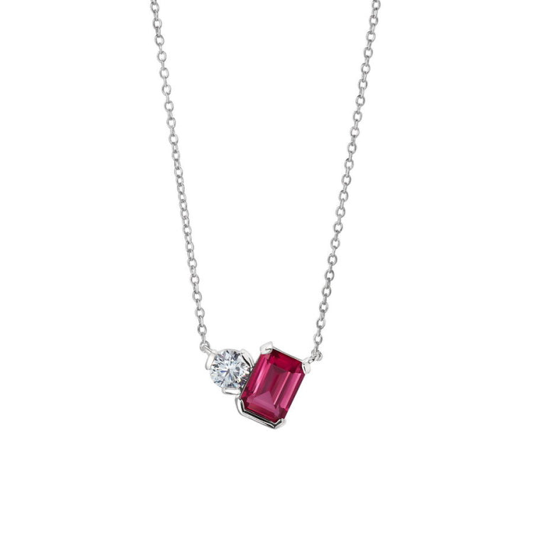 July Emerald Cut Birthstone Necklace