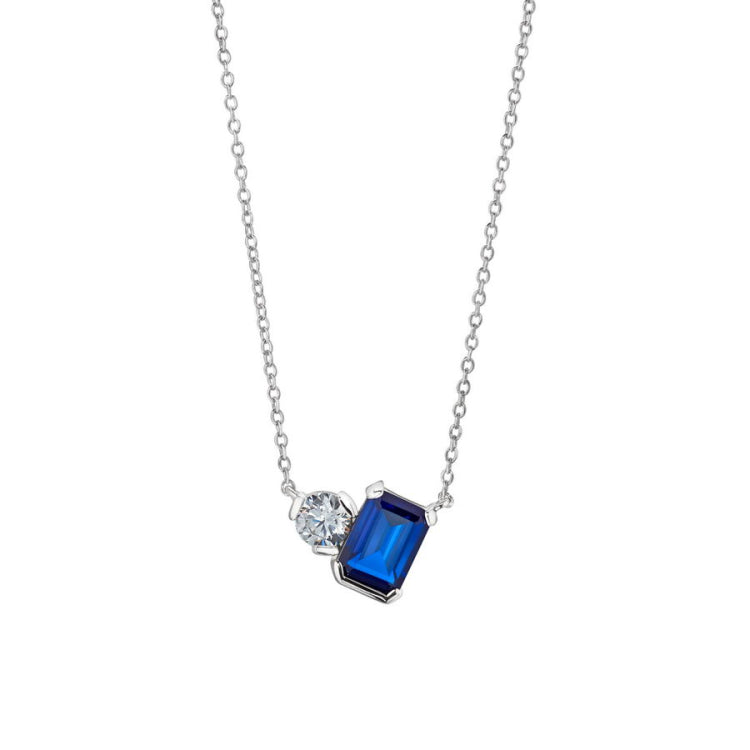 September Emerald Cut Birthstone Necklace