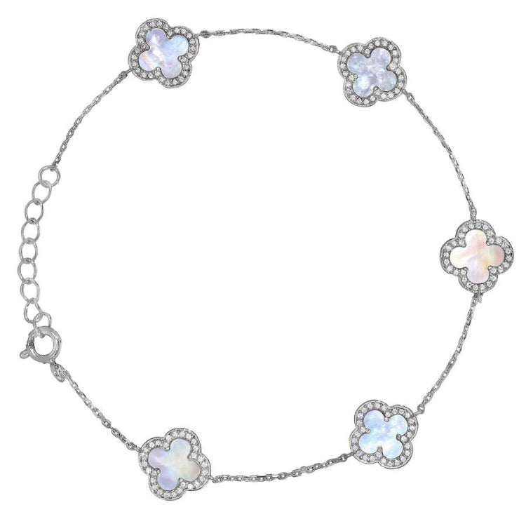 Mother of Pearl Clover Station Bracelet