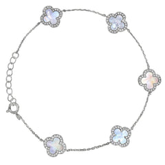Mother of Pearl Clover Station Bracelet