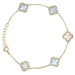 Mother of Pearl Clover Station Bracelet