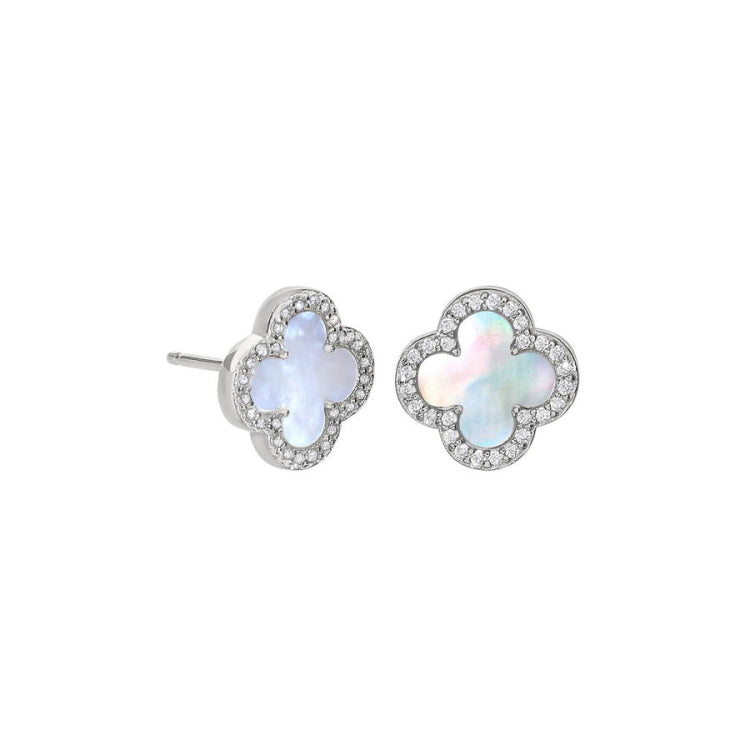 Mother of Pearl Clover Stud Earrings