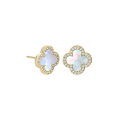 Mother of Pearl Clover Stud Earrings