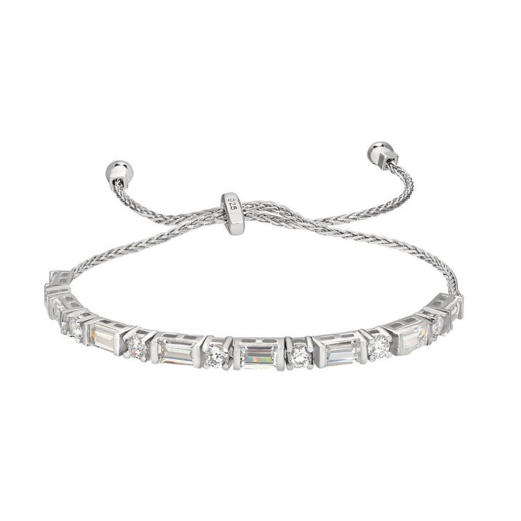 Round and Emerald Simulated Diamond Bolo Bracelet