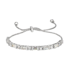 Round and Emerald Simulated Diamond Bolo Bracelet