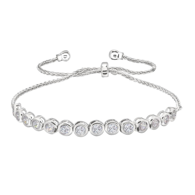 Round Bezel Set Simulated Diamond Bolo Bracelet