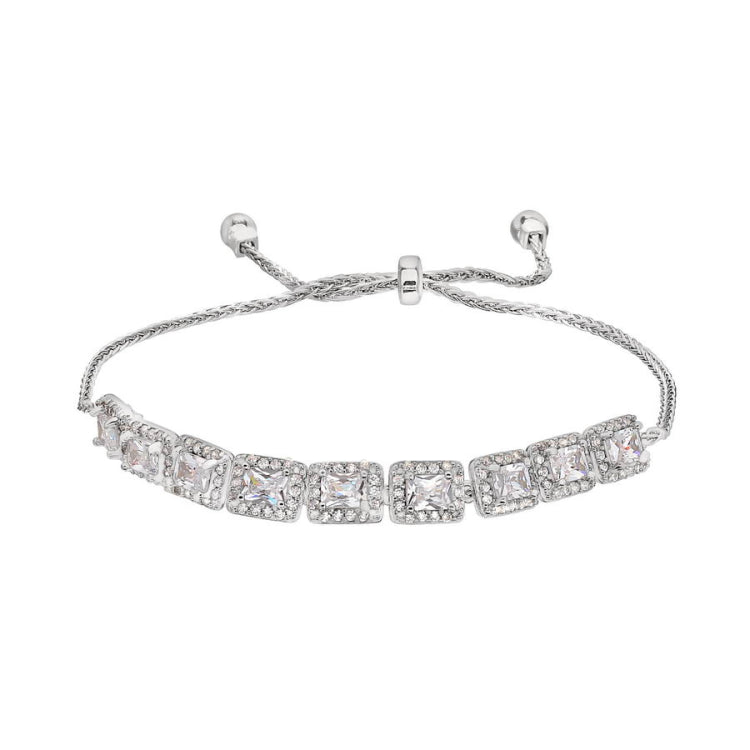 Emerald Cut Simulated Diamond Bolo Bracelet