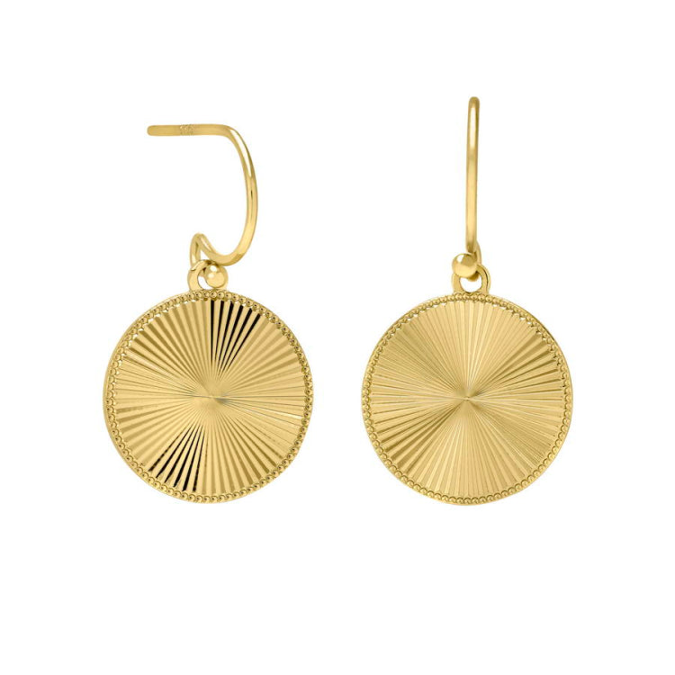 Diamond Cut Starburst Round Drop Earrings