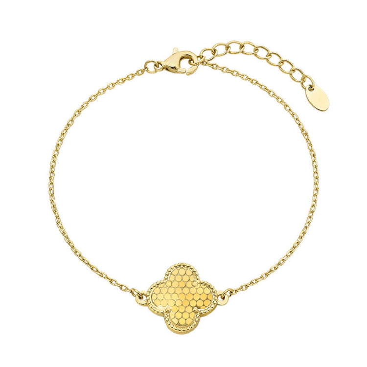 Diamond Cut Sequin Pattern Clover Bracelet