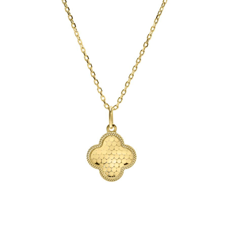Diamond Cut Sequin Pattern Clover Pendant