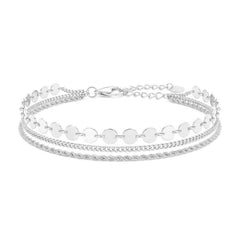 Twisted Rope, Curb, and Disc Station Bracelet Stack
