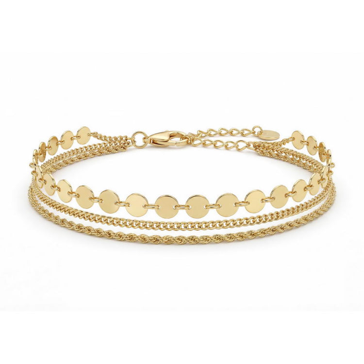 Twisted Rope, Curb, and Disc Station Bracelet Stack