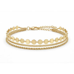 Twisted Rope, Curb, and Disc Station Bracelet Stack