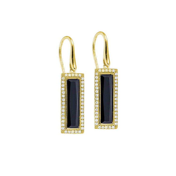 Rectangle Simulated Onyx Stone Earrings