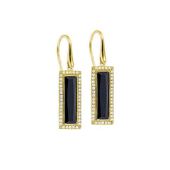 Rectangle Simulated Onyx Stone Earrings