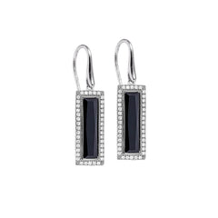 Rectangle Simulated Onyx Stone Earrings