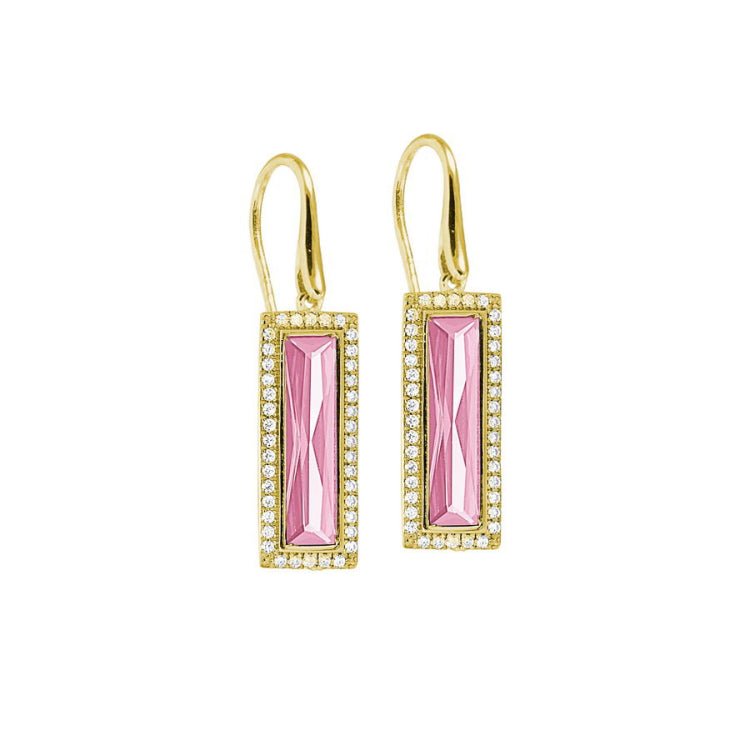 Rectangle Birthstone Drop Earrings - October