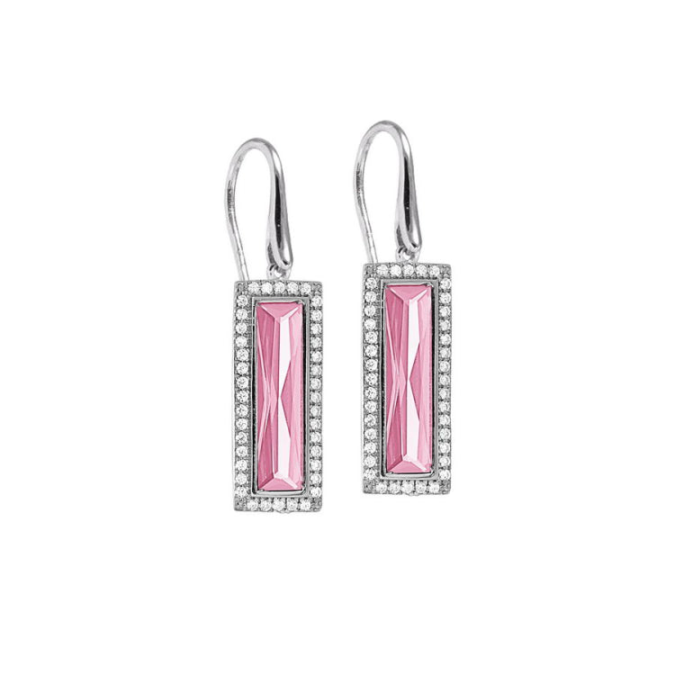 Rectangle Birthstone Drop Earrings - October