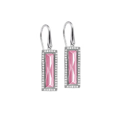 Rectangle Birthstone Drop Earrings - October