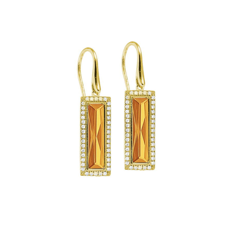 Rectangle Birthstone Drop Earrings - November